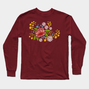 Embroidery Flowers Wonderful Long Sleeve T-Shirt